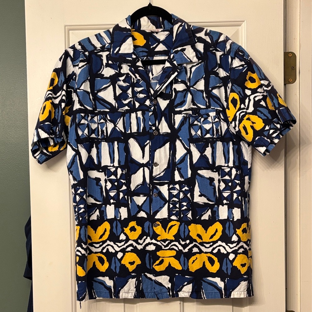 50’s Blue and Yellow Vintage Kamehameka Men's Hawaiian Shirt